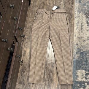 NWT Banana Republic Plaid Pants - Tan and Black -slimming bi-stretche